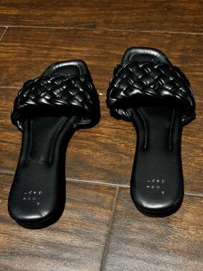 a new day Black Braided Slide Sandals - Women